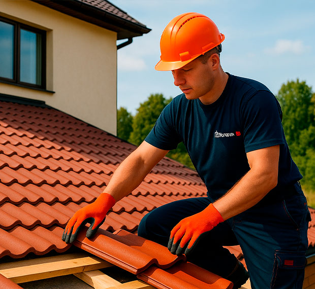 Монтаж кровли из натуральной черепицы в Боброве