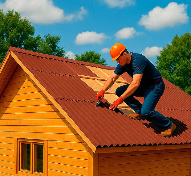 Монтаж кровли из ондулина в Боброве