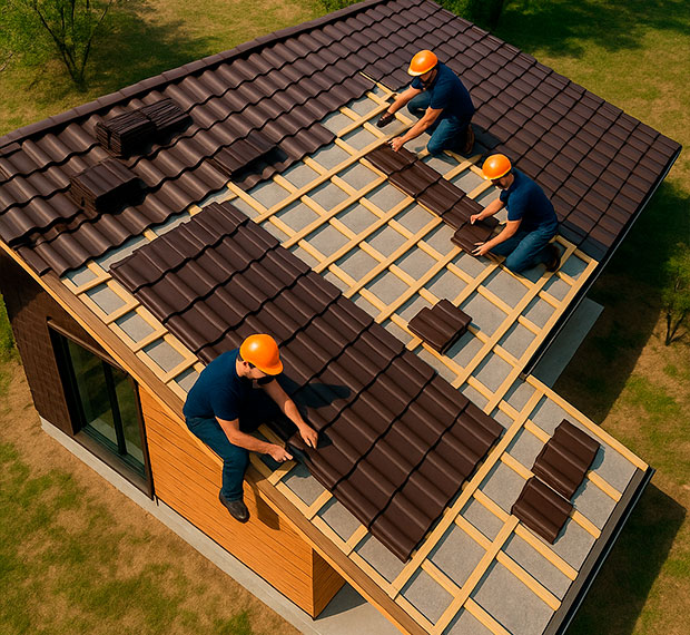 Монтаж 1-скатной крыши в Боброве